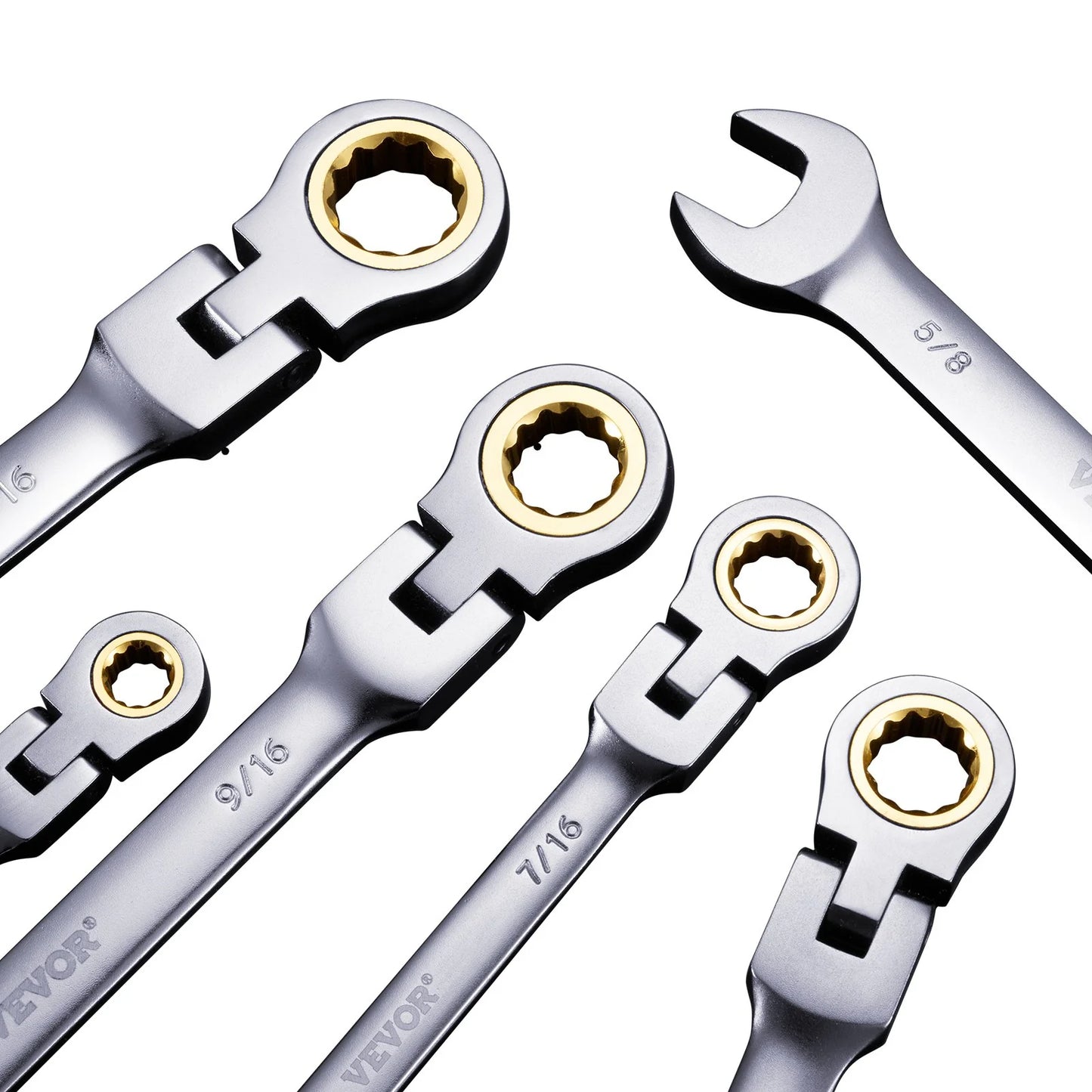 VEVOR Flex-Head Ratcheting Wrench Set 8 PCS SAE 5/16-3/4 with Roll-Up Pouch