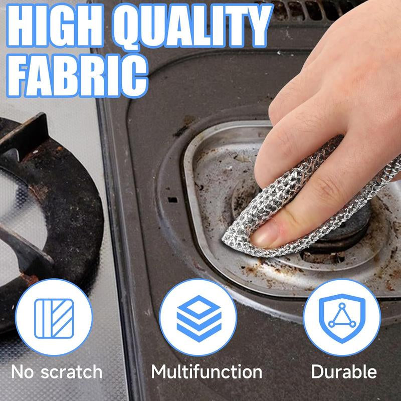 30Pcs Magic Dishcloth Silver Wire Cleaning Kitchen Cloth Thickened Microfiber Wash Towel Built-In Sponge Steel Wire Ball Rag