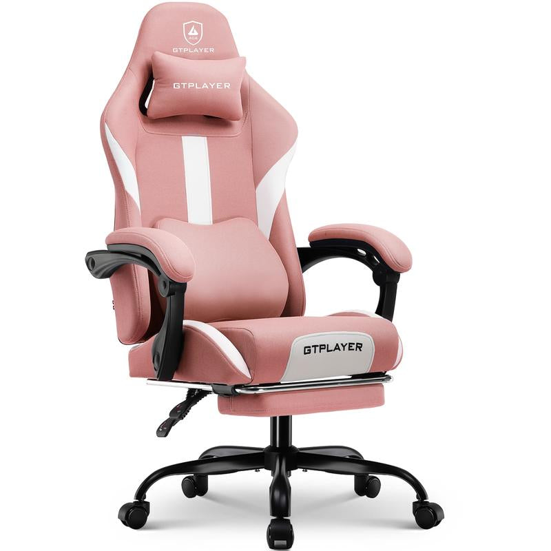 【Springtok】Gtplayer Gaming Chair, Technical Fabric Office Chair with Pocket Spring Cushion, Linkage Armrests and Footrest, High Back Ergonomic Chair Springtok Adjustable