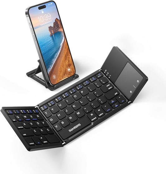 Wireless Folding Keyboard Bluetooth Keyboard with Touchpad for Windows Android IOS Phone MultiFunction Button Mini Keyboard
