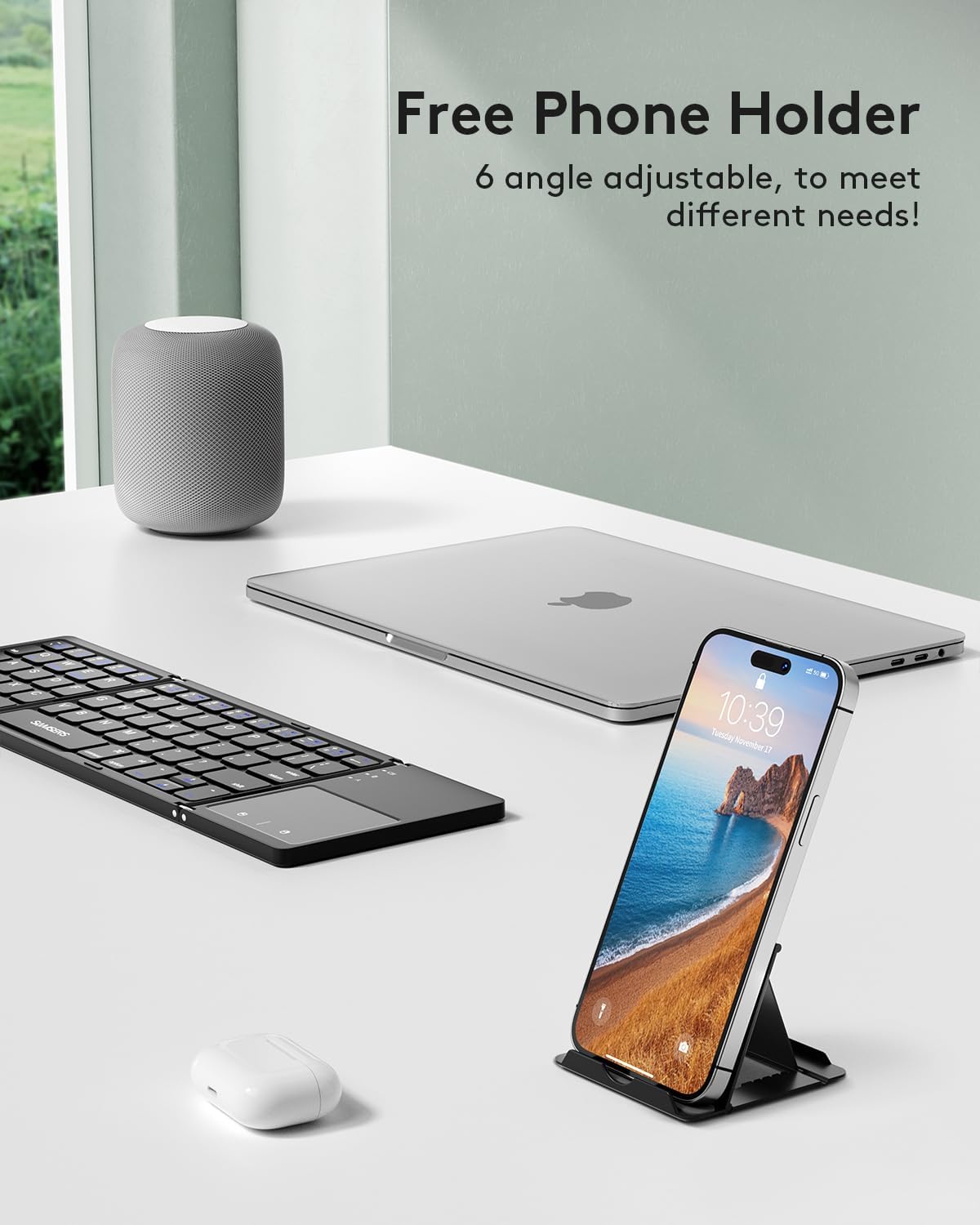 Wireless Folding Keyboard Bluetooth Keyboard with Touchpad for Windows Android IOS Phone MultiFunction Button Mini Keyboard