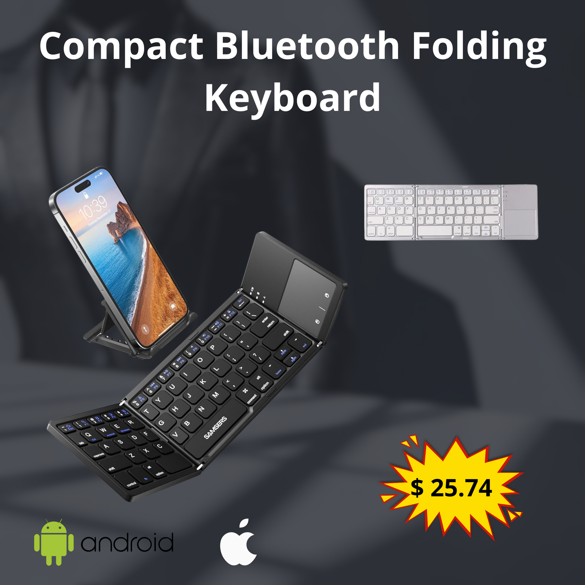 Wireless Folding Keyboard Bluetooth Keyboard with Touchpad for Windows Android IOS Phone MultiFunction Button Mini Keyboard
