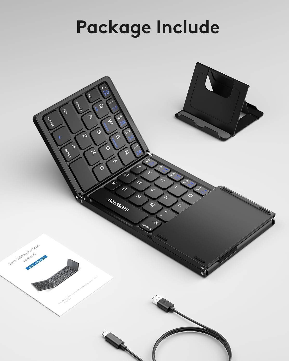 Wireless Folding Keyboard Bluetooth Keyboard with Touchpad for Windows Android IOS Phone MultiFunction Button Mini Keyboard