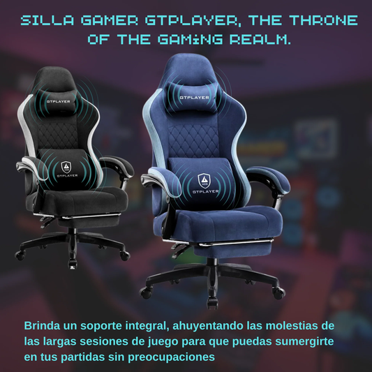 Gtplayer Gaming Chair, Technical Fabric Office Chair with Pocket Spring Cushion, Linkage Armrests and Footrest, High Back Ergonomic Chair Springtok Adjustable