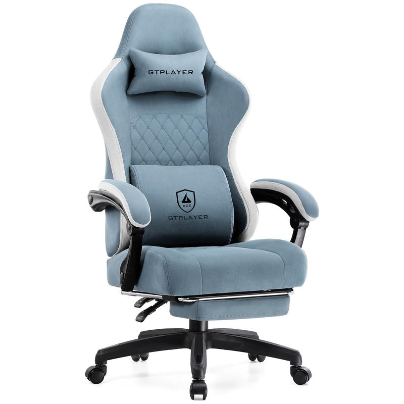 【Springtok】Gtplayer Gaming Chair, Technical Fabric Office Chair with Pocket Spring Cushion, Linkage Armrests and Footrest, High Back Ergonomic Chair Springtok Adjustable