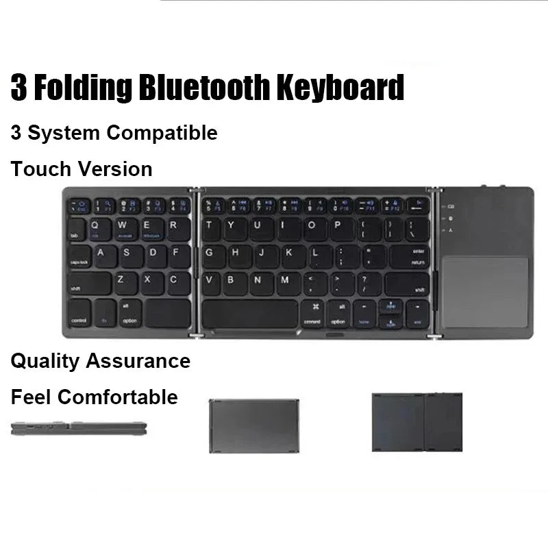 Wireless Folding Keyboard Bluetooth Keyboard with Touchpad for Windows Android IOS Phone MultiFunction Button Mini Keyboard
