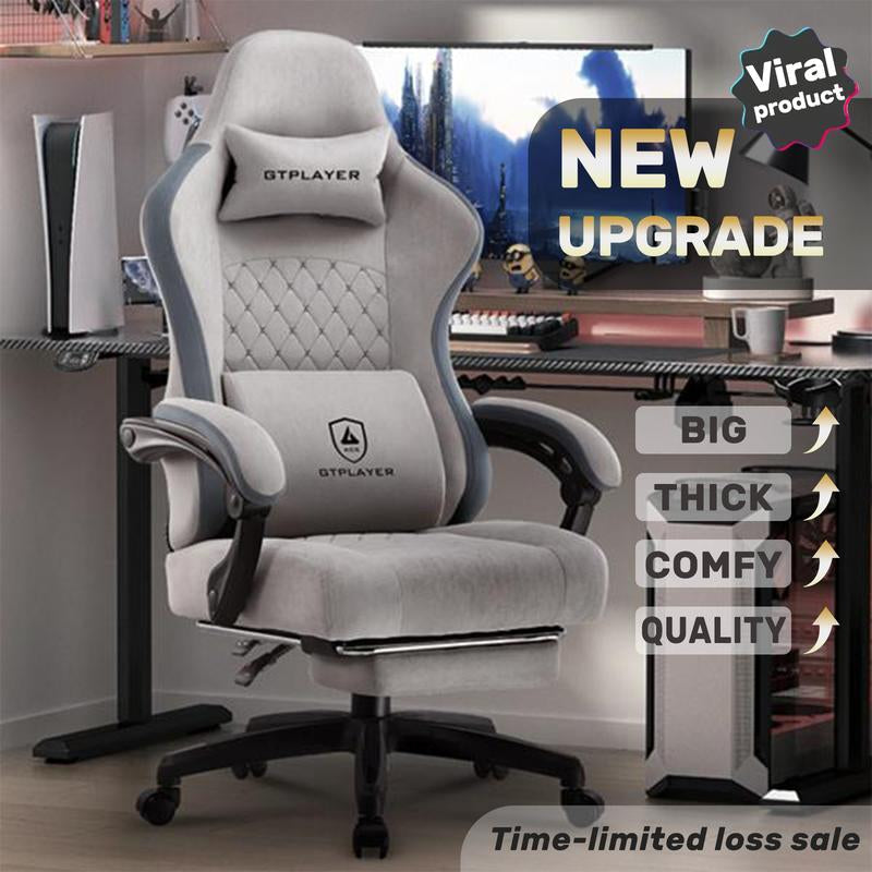 【Springtok】Gtplayer Gaming Chair, Technical Fabric Office Chair with Pocket Spring Cushion, Linkage Armrests and Footrest, High Back Ergonomic Chair Springtok Adjustable