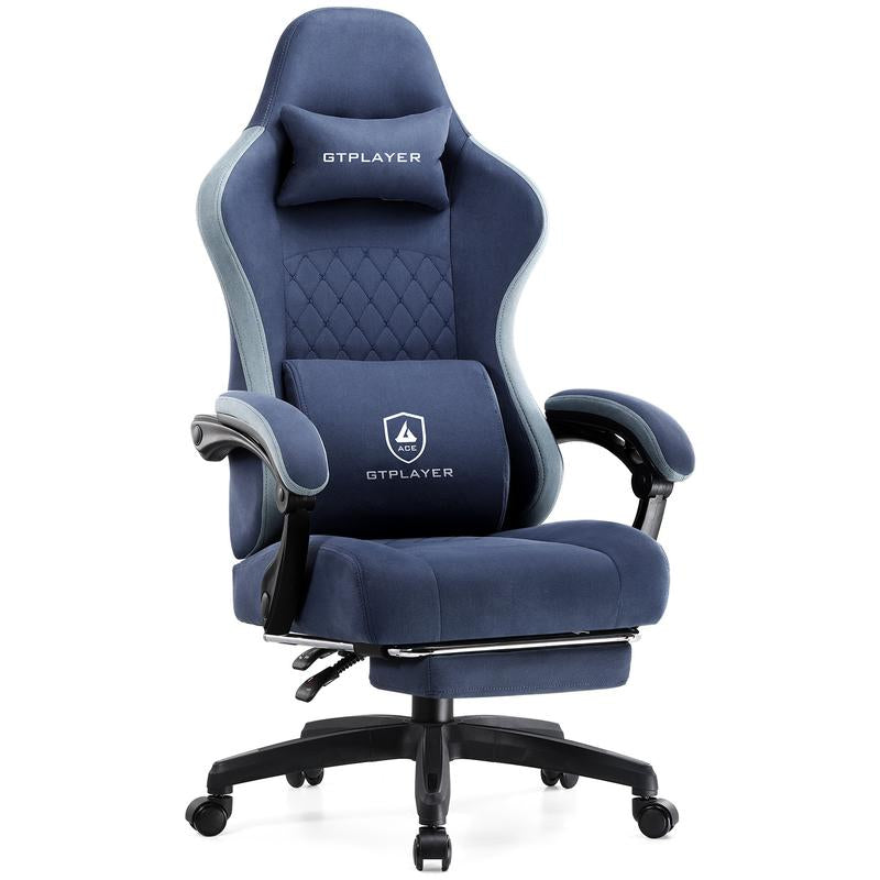 Gtplayer Gaming Chair, Technical Fabric Office Chair with Pocket Spring Cushion, Linkage Armrests and Footrest, High Back Ergonomic Chair Springtok Adjustable