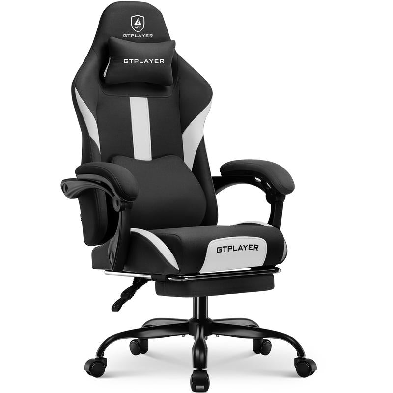【Springtok】Gtplayer Gaming Chair, Technical Fabric Office Chair with Pocket Spring Cushion, Linkage Armrests and Footrest, High Back Ergonomic Chair Springtok Adjustable