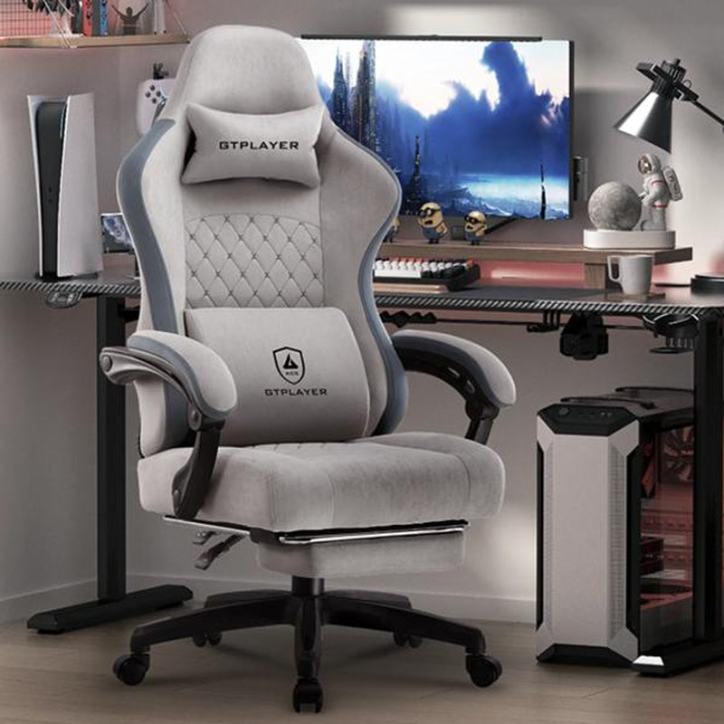 Gtplayer Gaming Chair, Technical Fabric Office Chair with Pocket Spring Cushion, Linkage Armrests and Footrest, High Back Ergonomic Chair Springtok Adjustable
