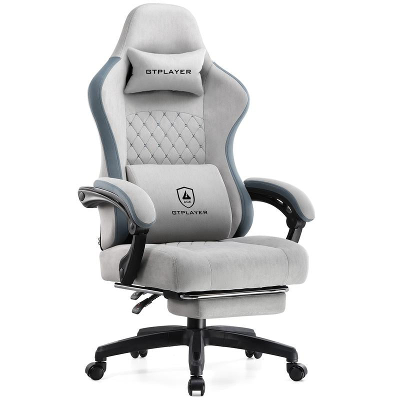 【Springtok】Gtplayer Gaming Chair, Technical Fabric Office Chair with Pocket Spring Cushion, Linkage Armrests and Footrest, High Back Ergonomic Chair Springtok Adjustable