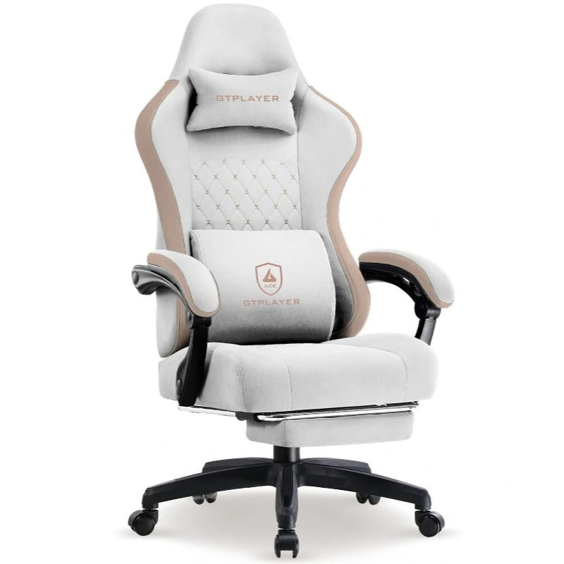 【Springtok】Gtplayer Gaming Chair, Technical Fabric Office Chair with Pocket Spring Cushion, Linkage Armrests and Footrest, High Back Ergonomic Chair Springtok Adjustable