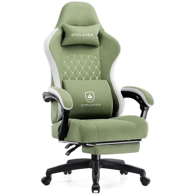 【Springtok】Gtplayer Gaming Chair, Technical Fabric Office Chair with Pocket Spring Cushion, Linkage Armrests and Footrest, High Back Ergonomic Chair Springtok Adjustable