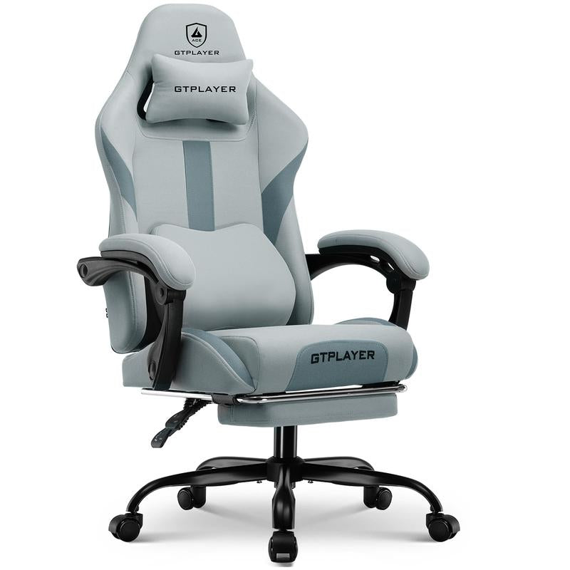 Gtplayer Gaming Chair, Technical Fabric Office Chair with Pocket Spring Cushion, Linkage Armrests and Footrest, High Back Ergonomic Chair Springtok Adjustable