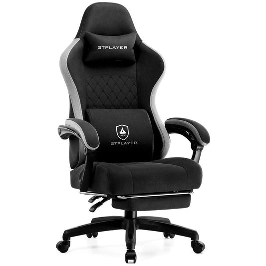 【Springtok】Gtplayer Gaming Chair, Technical Fabric Office Chair with Pocket Spring Cushion, Linkage Armrests and Footrest, High Back Ergonomic Chair Springtok Adjustable