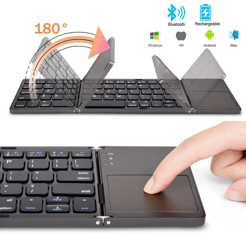 Wireless Folding Keyboard Bluetooth Keyboard with Touchpad for Windows Android IOS Phone MultiFunction Button Mini Keyboard