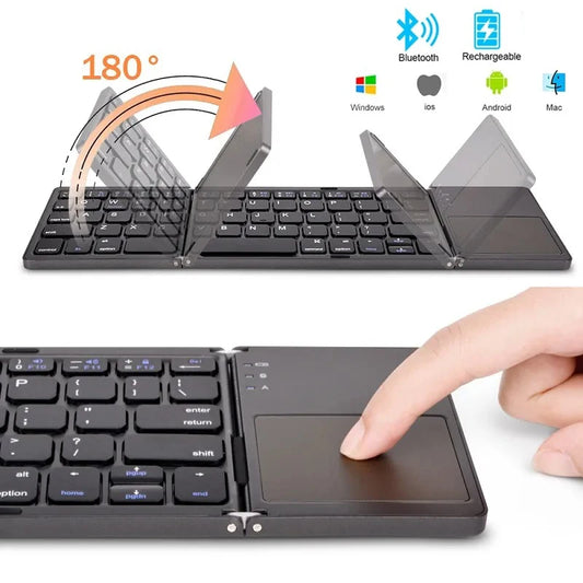 Wireless Folding Keyboard Bluetooth Keyboard with Touchpad for Windows Android IOS Phone MultiFunction Button Mini Keyboard