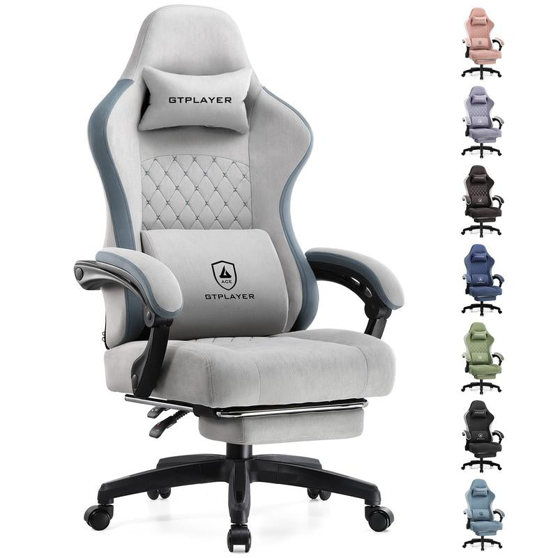 【Springtok】Gtplayer Gaming Chair, Technical Fabric Office Chair with Pocket Spring Cushion, Linkage Armrests and Footrest, High Back Ergonomic Chair Springtok Adjustable