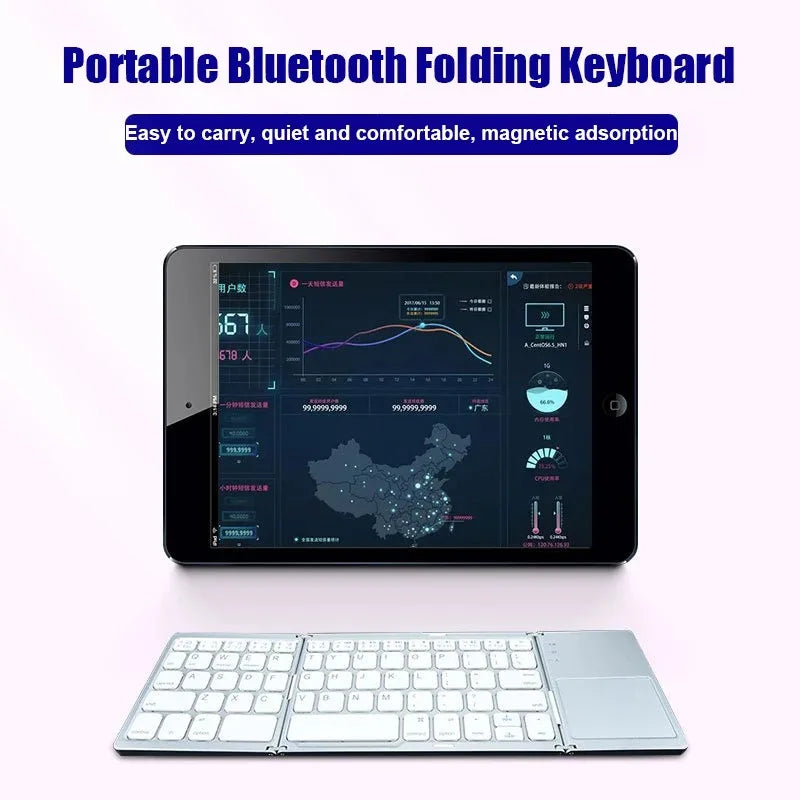 Wireless Folding Keyboard Bluetooth Keyboard with Touchpad for Windows Android IOS Phone MultiFunction Button Mini Keyboard