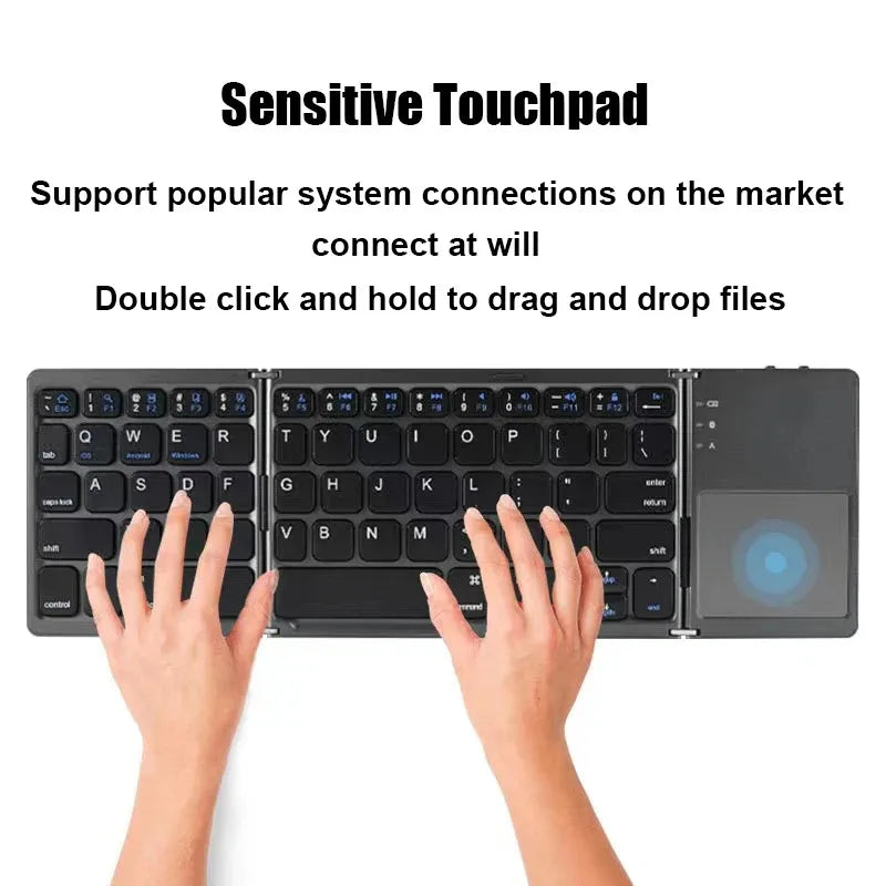 Wireless Folding Keyboard Bluetooth Keyboard with Touchpad for Windows Android IOS Phone MultiFunction Button Mini Keyboard